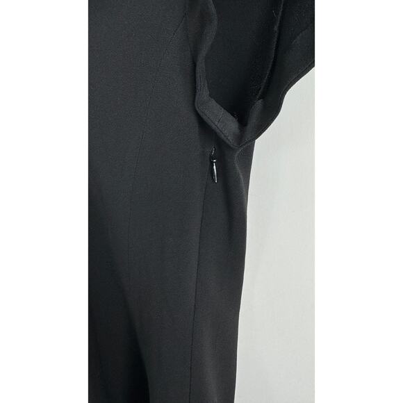 Theory Rosina Crepe Easy Day Shift Dress Womens 6 Black Short Sleeve Collared - Picture 6 of 10